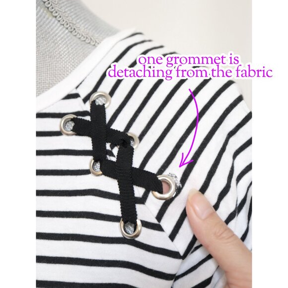 Black & White Striped Lace Up Tee 🕸️ - Picture 6 of 6